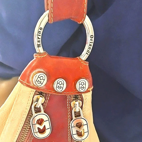 Marino Orlandi Brown and Tan Leather  Shoulder Bag Made In Italy. - Picture 9 of 14